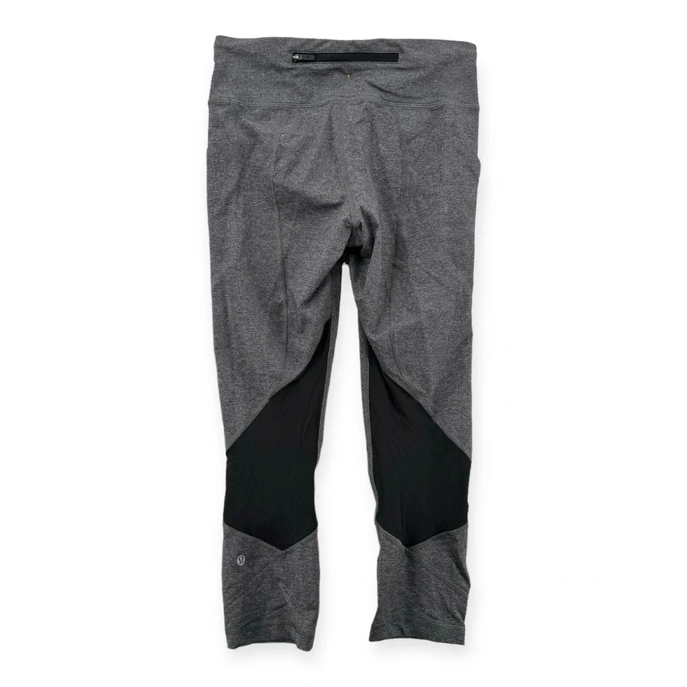 Lululemon Pace Rival Crop Leggings Womens Size 6 Black Gray 22